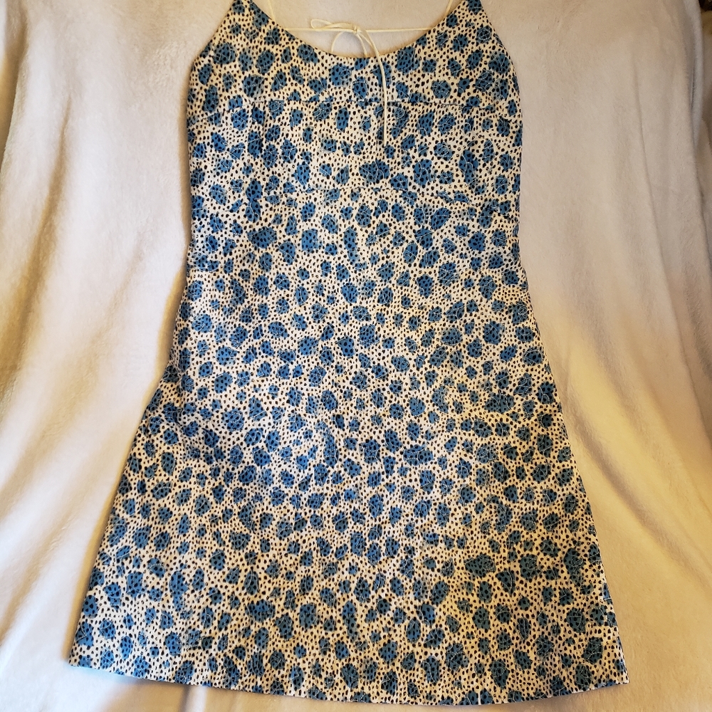 NWT OPENING CEREMONY BLUE LEOPARD QUILTED MIDI DRESS SIZE 6